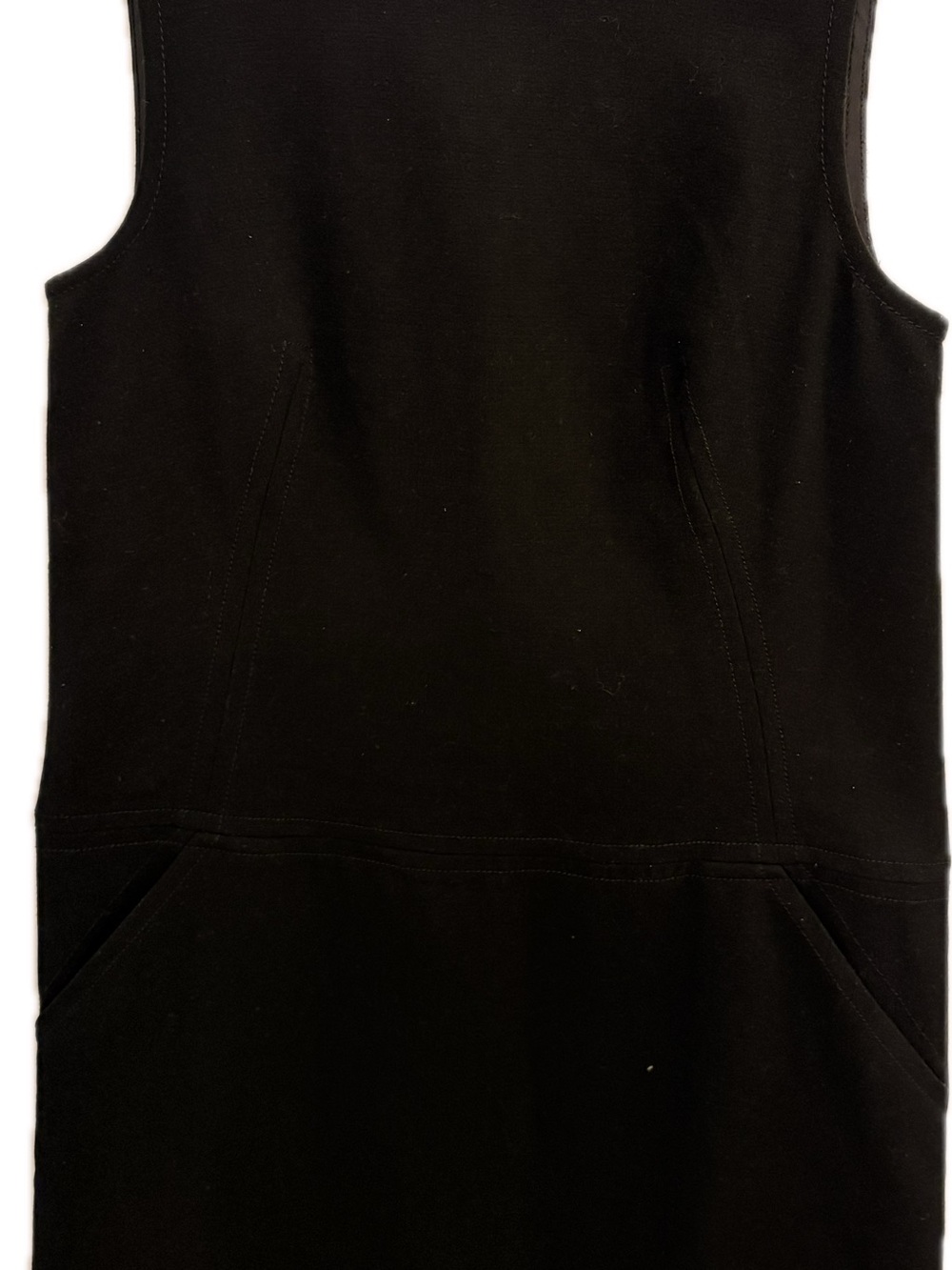 Classic Black Sleeveless Women's Dress with pink collar